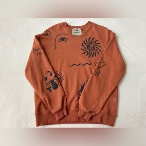Damson Madder - Robyn Sketch Print Sweatshirt - Size 6 - Orange